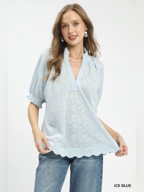 Umgee Textured Pintuck Blouse